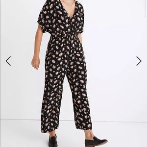 Madewell Petite Smocked Waist Jumpsuit Floral Size M